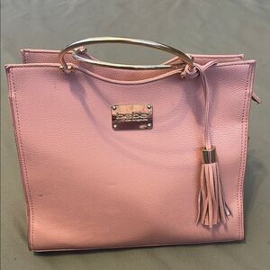 bebe Pink Color Tote with Gold Hardware